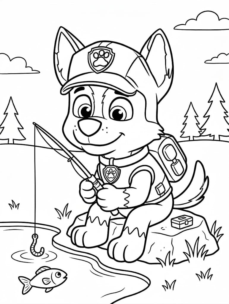 Zeichne Tracker Paw Patrol kostenlos für Kinder
