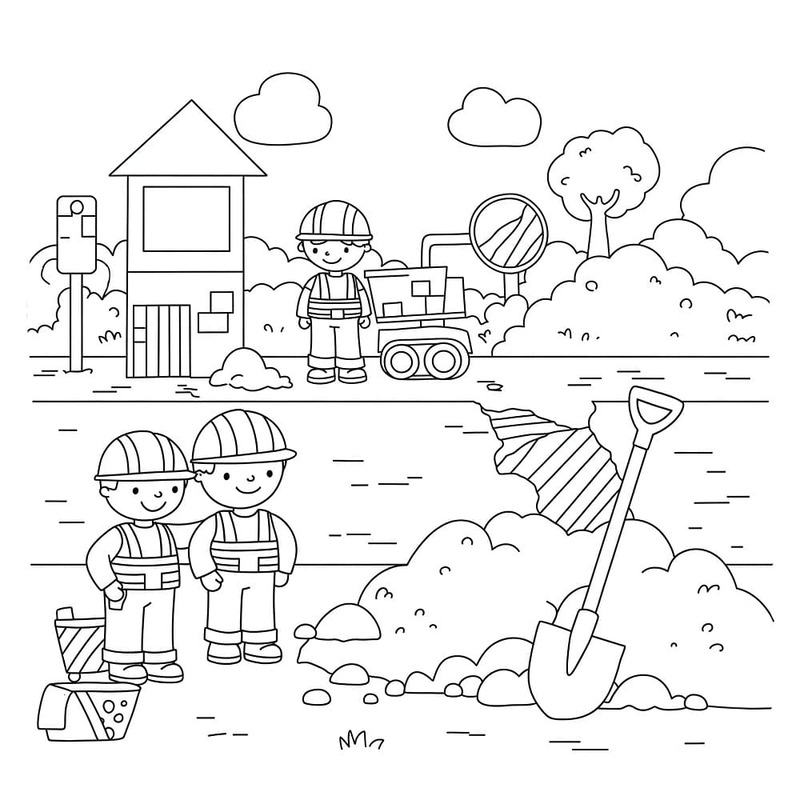 Bauarbeiter druckbar basisch