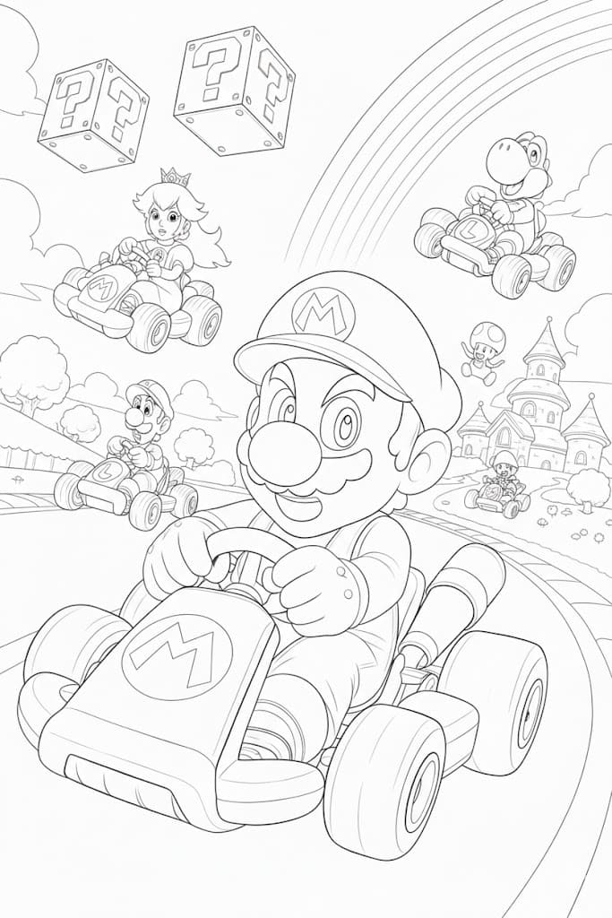 Mario Kart druckbare schlicht