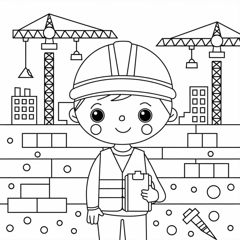 Zeichne Bauarbeiter Kostenlos druckbar basisch