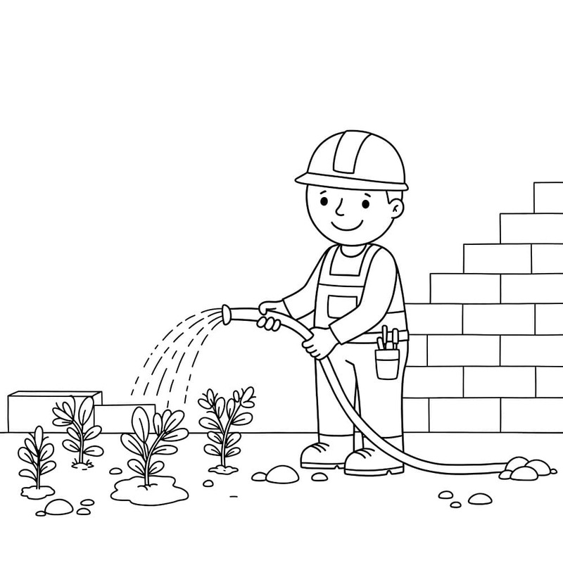 Zeichne Bauarbeiter Kostenlos druckbar einfach