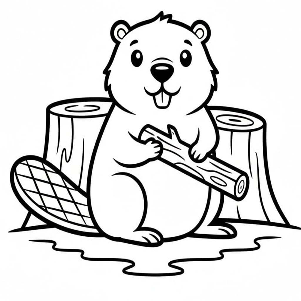 Zeichne Biber für Kinder