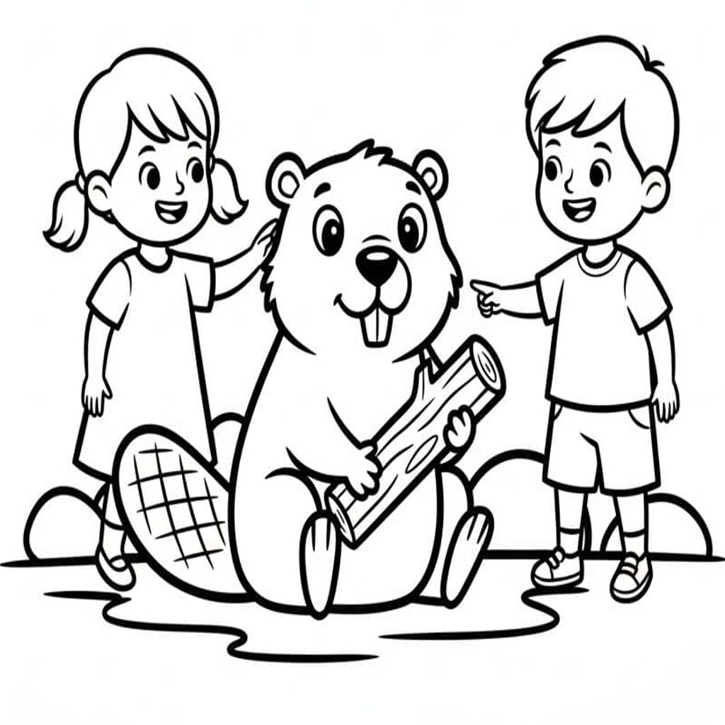 Zeichne Biber zum Ausdrucken