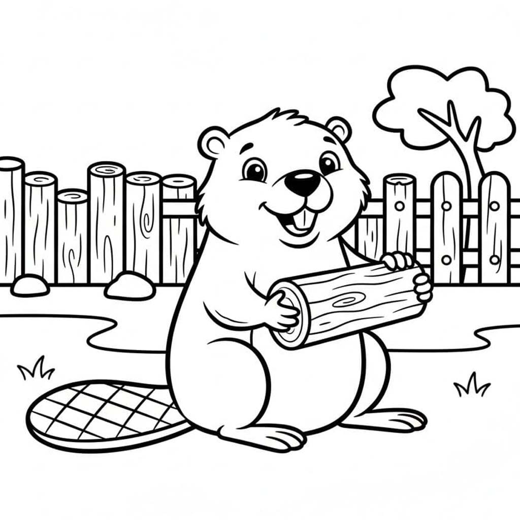 Zeichne Biber zum Ausdrucken für Kinder