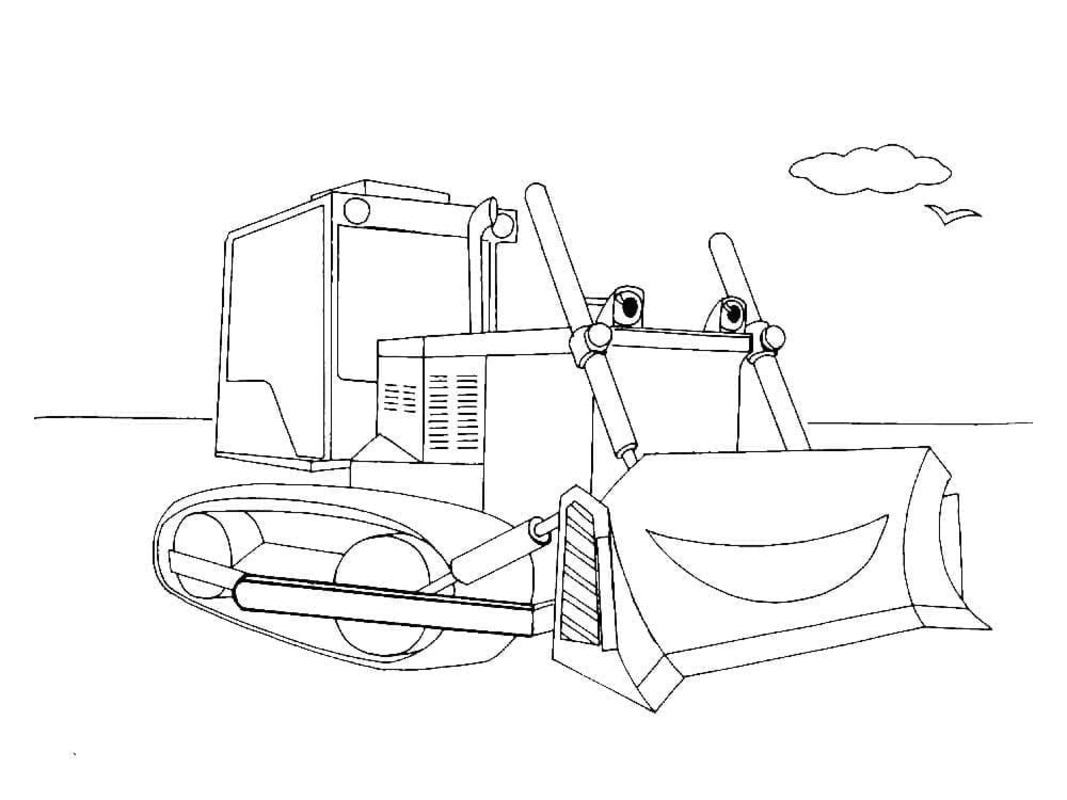 Zeichne Bulldozer druckbare einfach