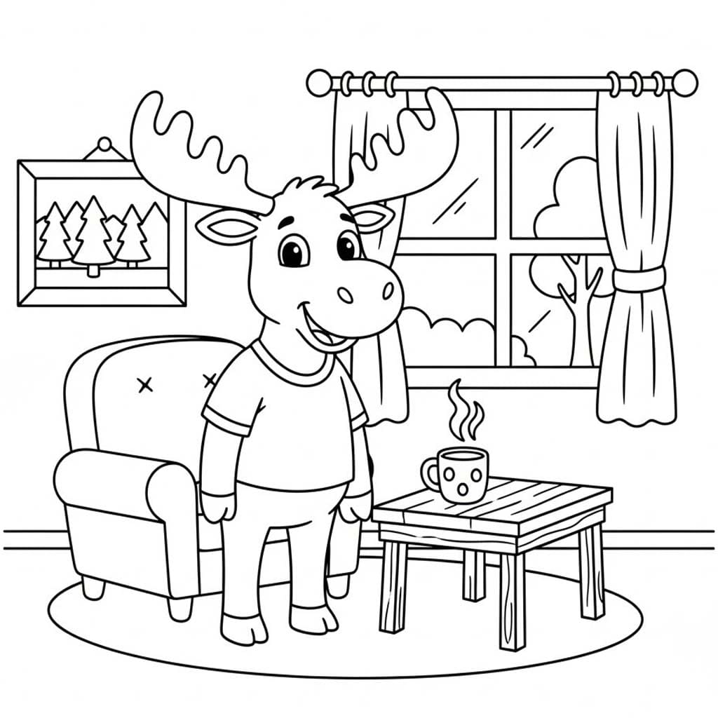 Zeichne Elch druckbare schlicht