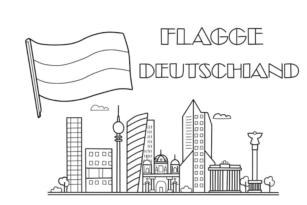 Zeichne Flagge Deutschlands druckbar