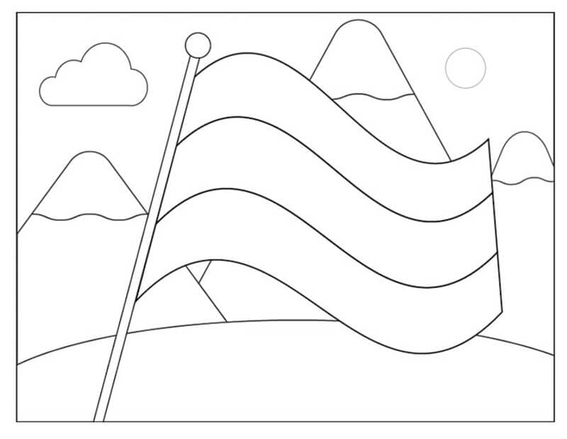 Zeichne Flagge Deutschlands druckbar für Kinder