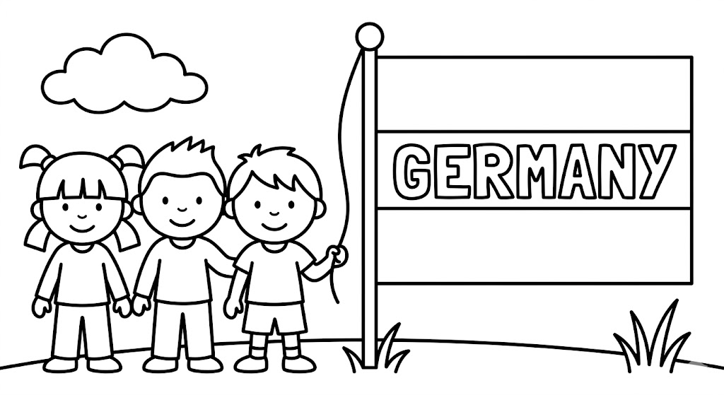 Zeichne Flagge Deutschlands Kostenlos druckbar basisch