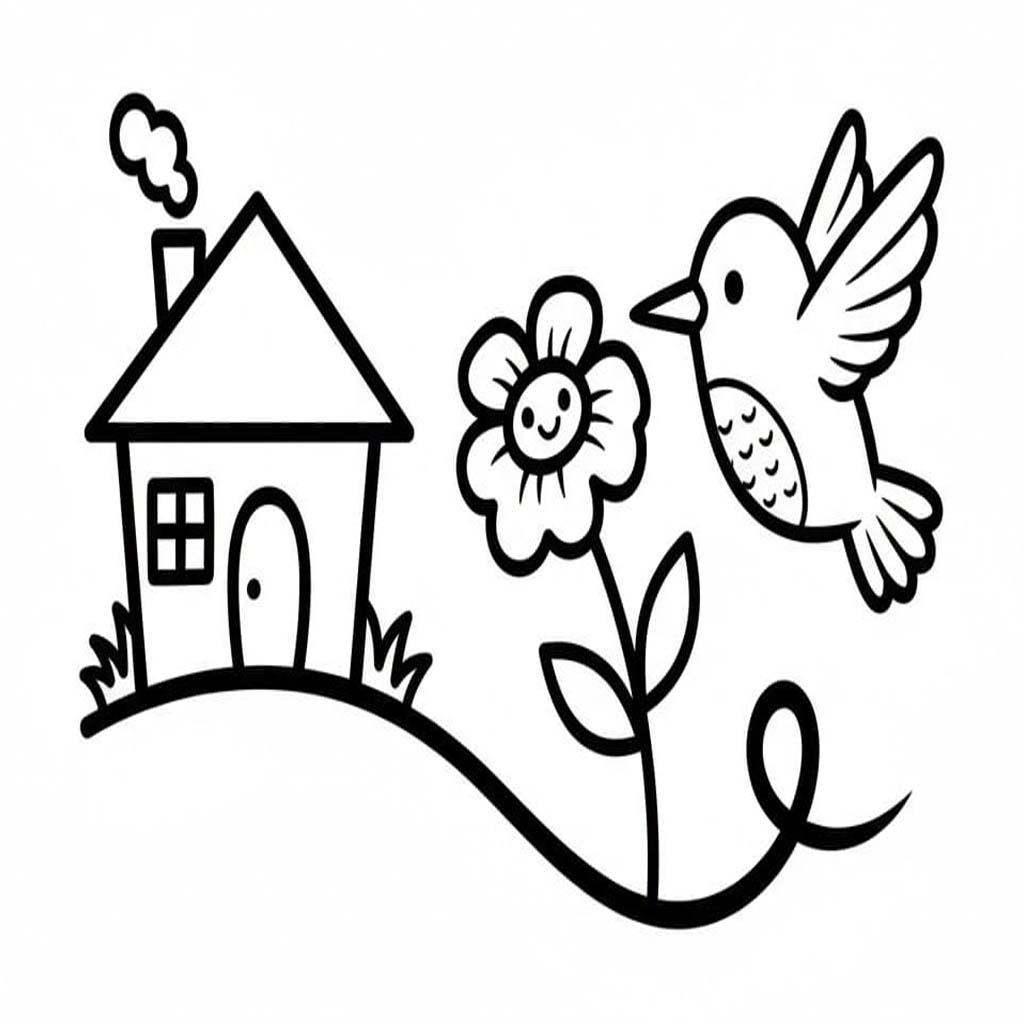 Zeichne Kolibri druckbare einfach