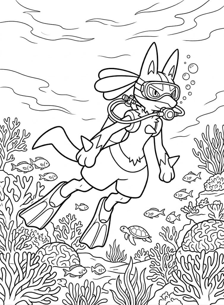 Zeichne Lucario kostenlos druckbare basisch