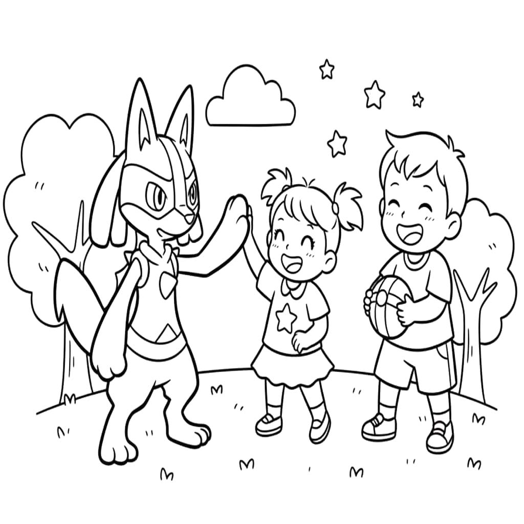 Zeichne Lucario kostenlos schlicht