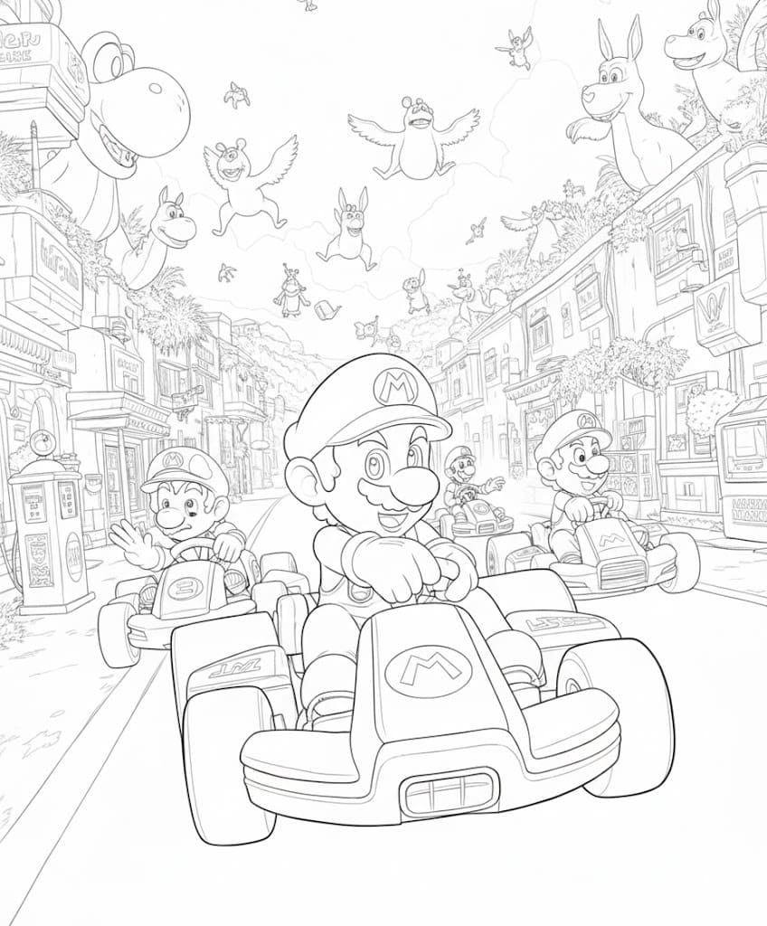 Zeichne Mario Kart druckbare basisch