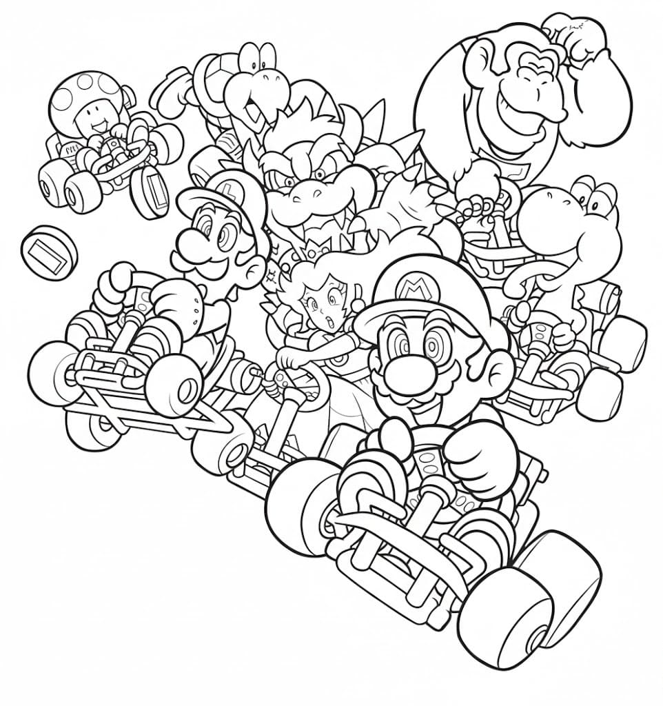 Zeichne Mario Kart druckbare einfach