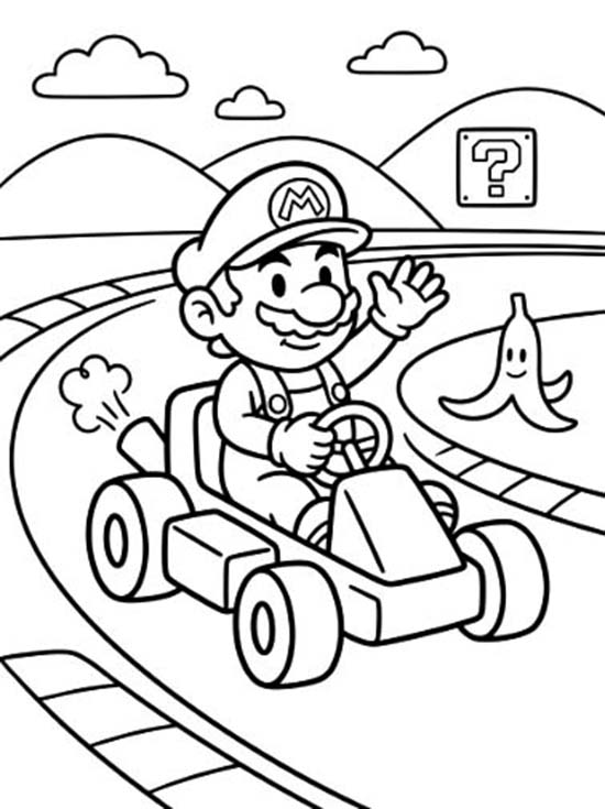 Zeichne Mario Kart kostenlos druckbare