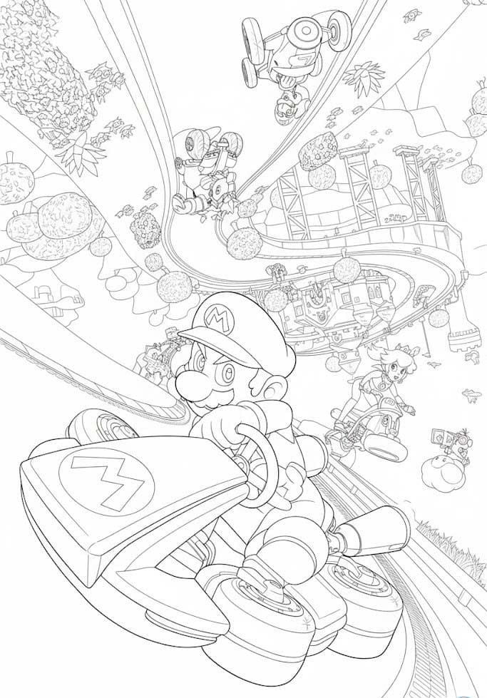 Zeichne Mario Kart kostenlos druckbare einfach