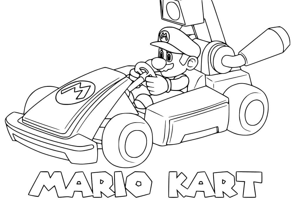 Zeichne Mario Kart kostenlos für Kinder