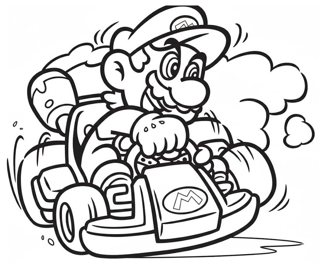 Zeichne Mario Kart zum Ausdrucken für Kinder