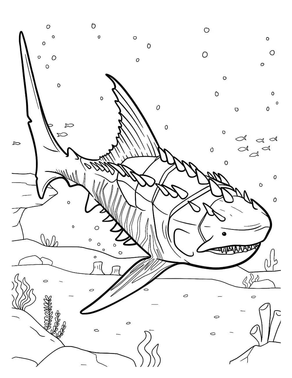 Zeichne Megalodon druckbare einfach