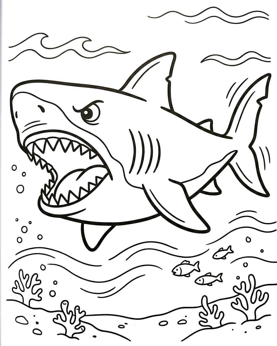 Zeichne Megalodon für Kinder