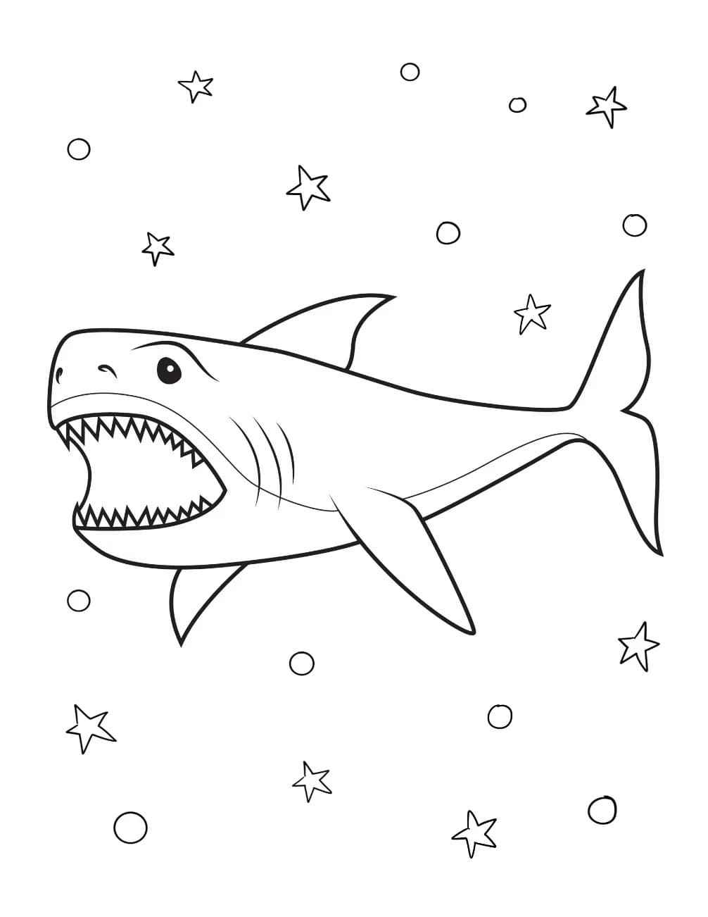 Zeichne Megalodon kostenlos druckbare einfach