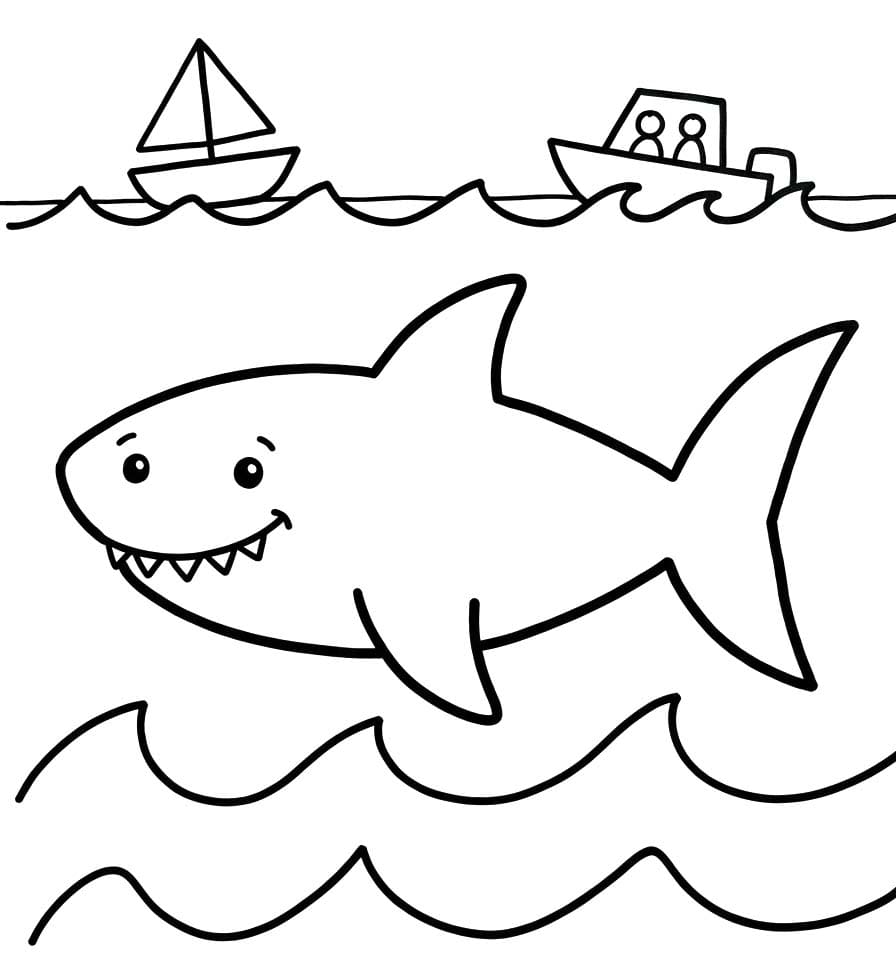 Zeichne Megalodon kostenlos für Kinder