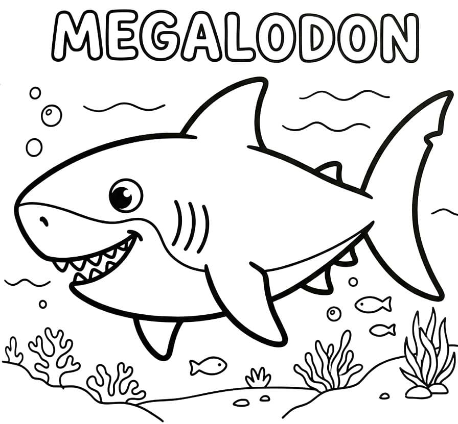 Zeichne Megalodon schlicht