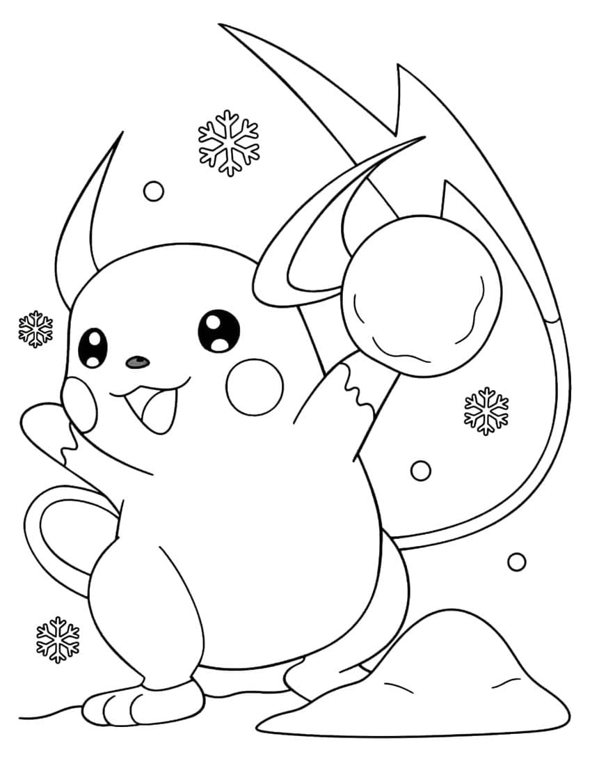 Zeichne Raichu kostenlos druckbare basisch