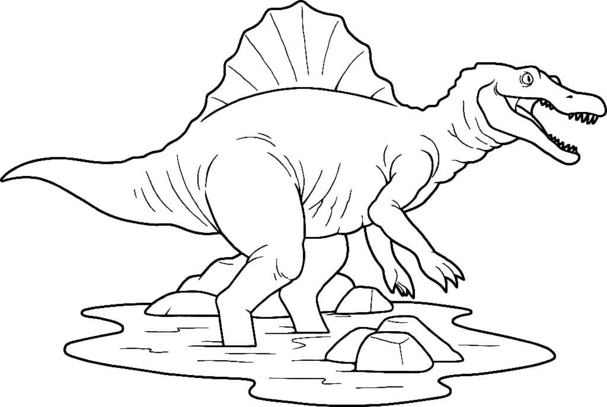 Zeichne Spinosaurus zum Ausdrucken für Kinder