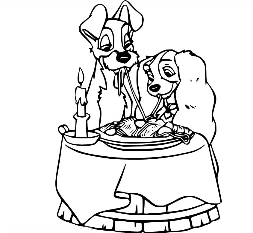 Zeichne Susi und Strolch druckbare einfach