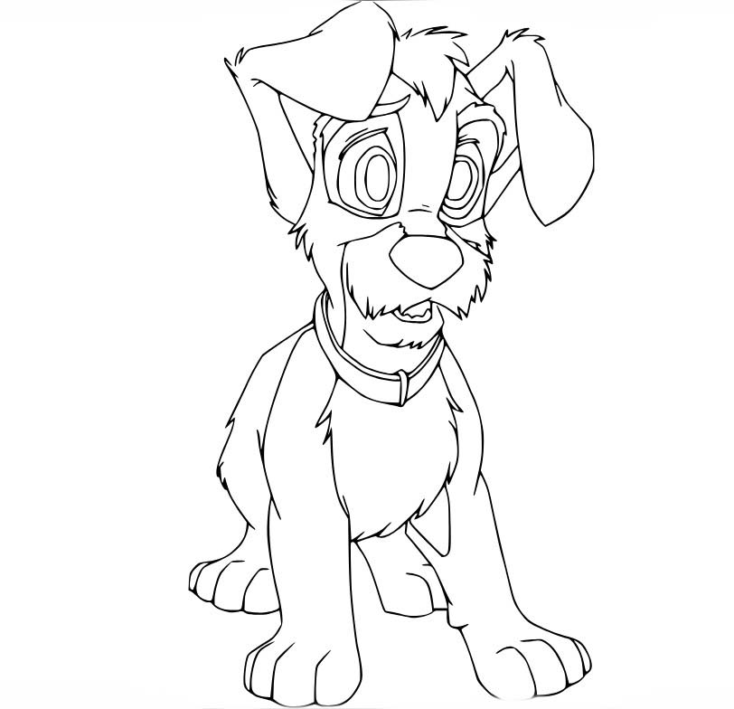 Zeichne Susi und Strolch kostenlos druckbare einfach