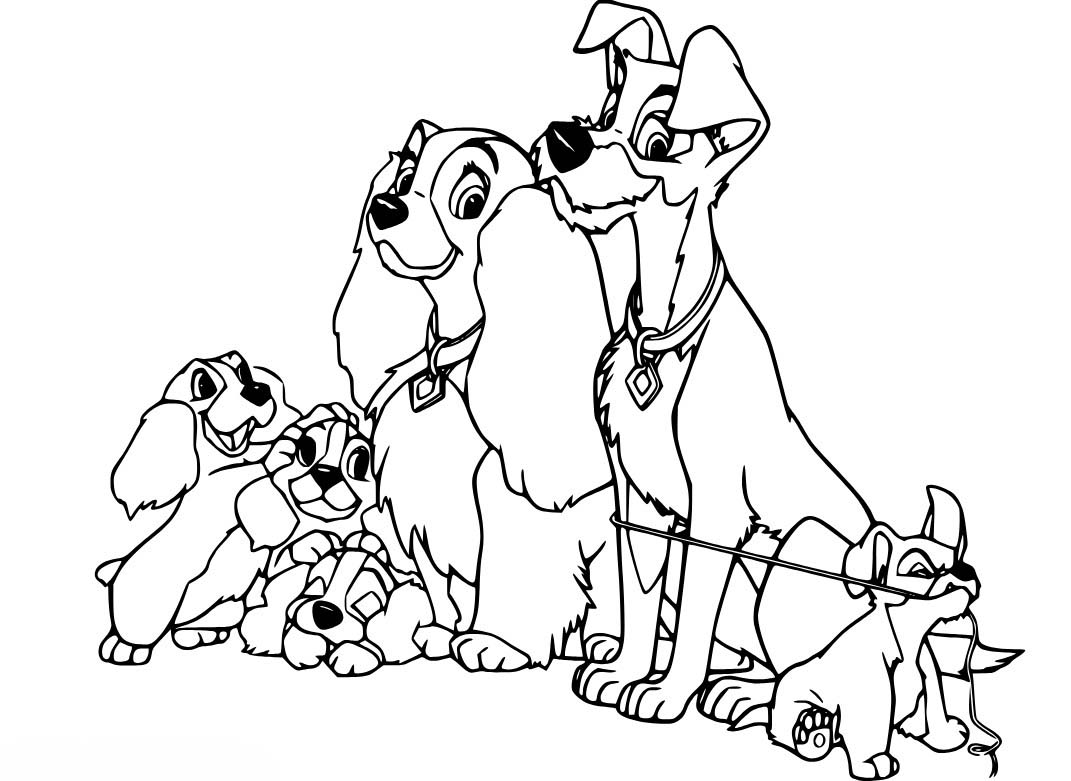 Zeichne Susi und Strolch zum Ausdrucken für Kinder