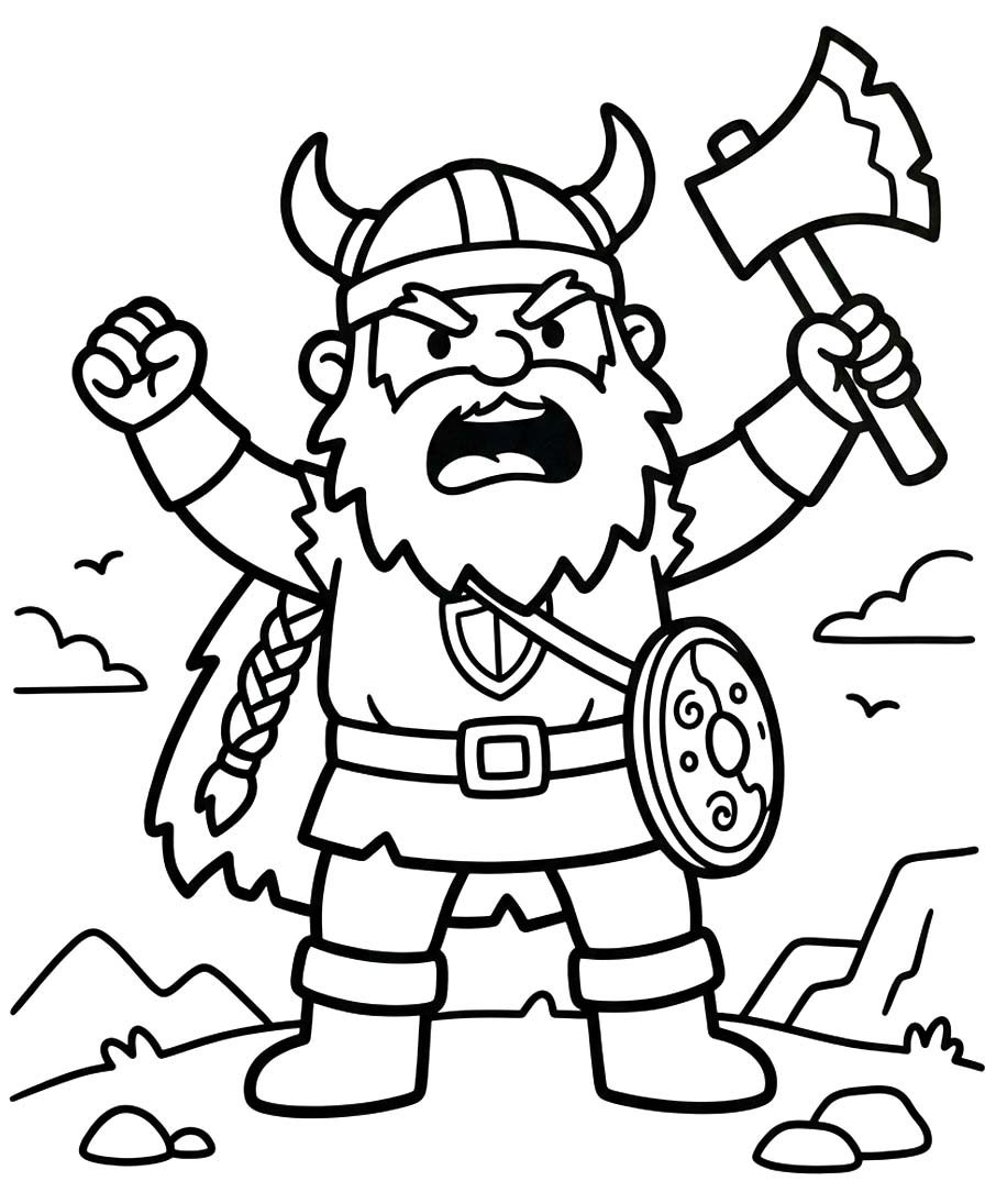 Zeichne Wickinger druckbare schlicht