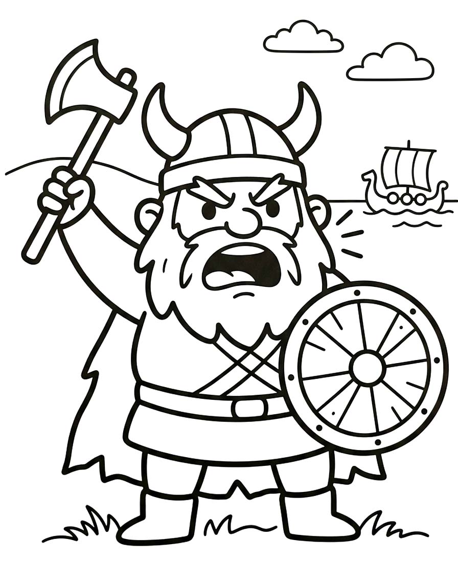 Zeichne Wickinger kostenlos schlicht