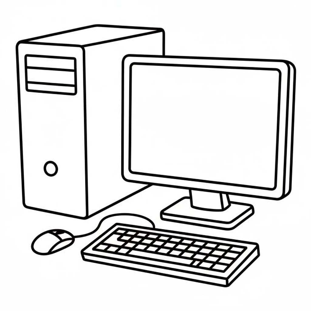 Zeichnung Computer kostenlos druckbare schlicht