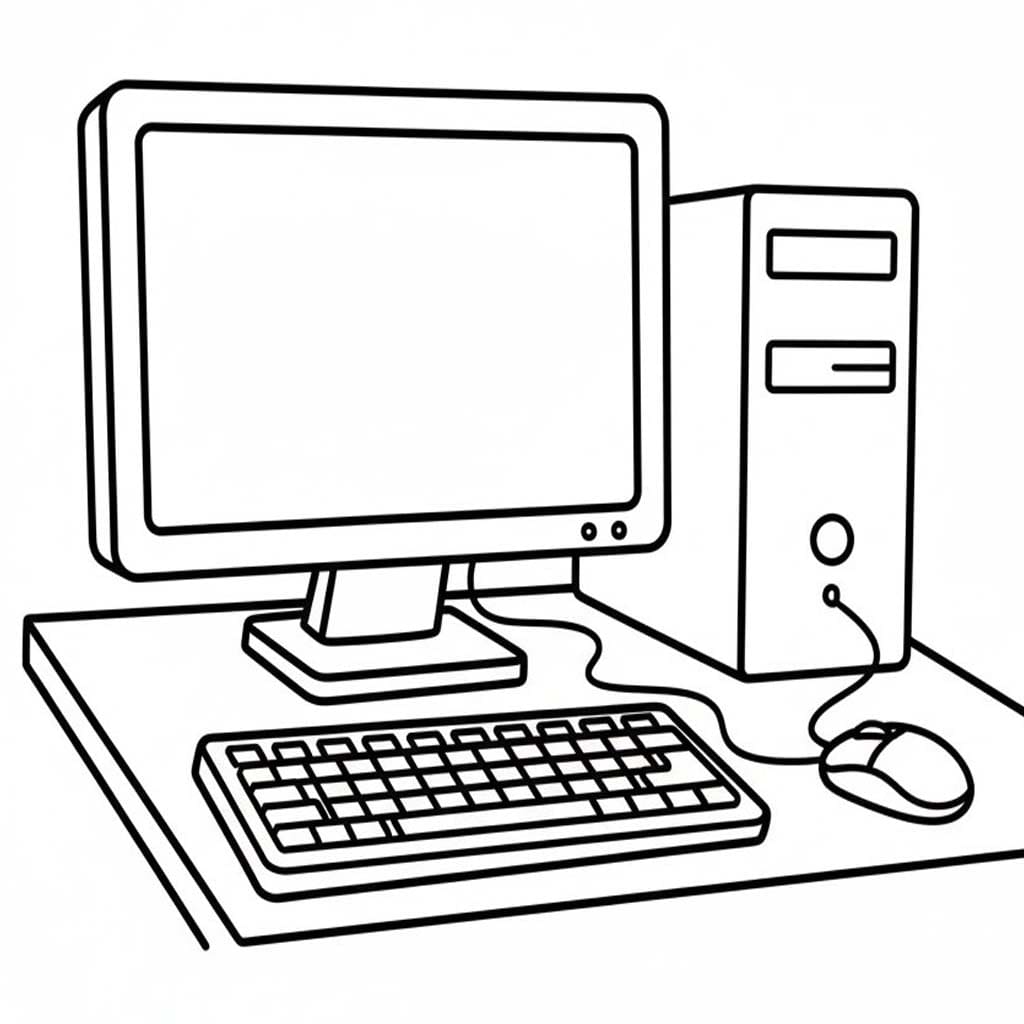 Zeichnung Computer kostenlos schlicht