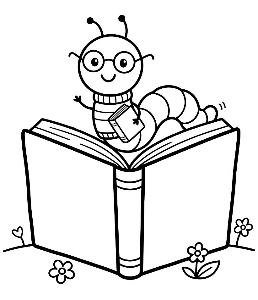 Bücherwurm druckbare