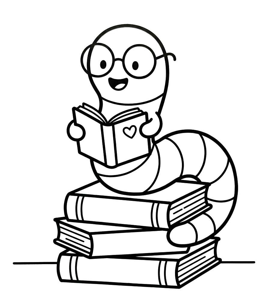 Bücherwurm druckbare für Kinder