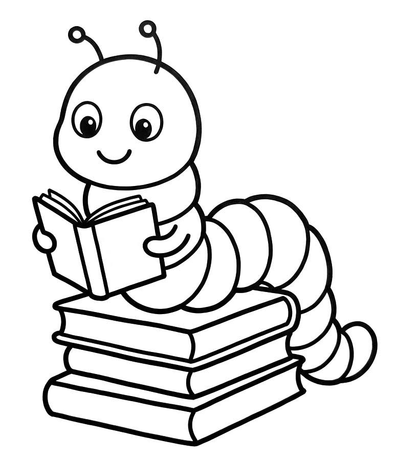 Bücherwurm druckbare schlicht
