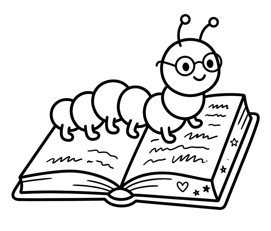 Bücherwurm kostenlos druckbare