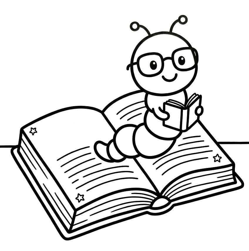 Bücherwurm kostenlos druckbare basisch