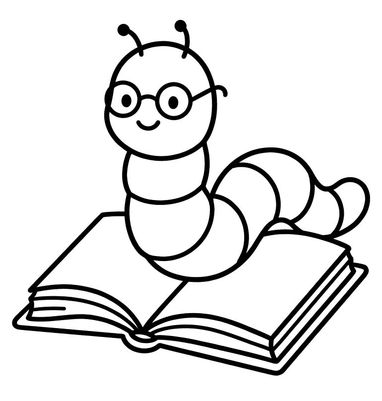 Bücherwurm kostenlos druckbare einfach