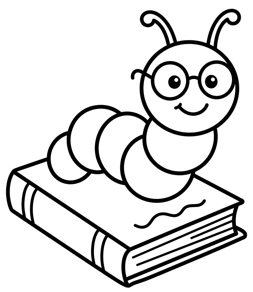 Bücherwurm kostenlos druckbare schlicht