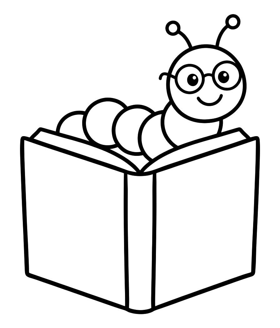 Druckbare Bücherwurm
