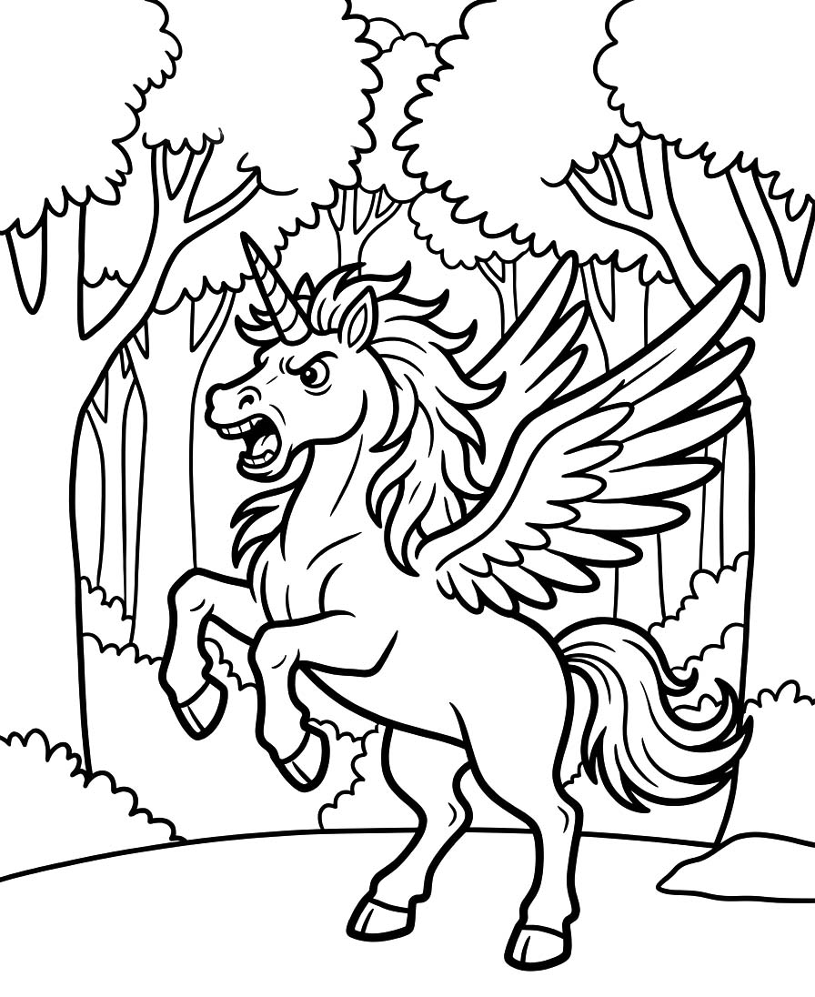 Geflügeltes Einhorn druckbare einfach