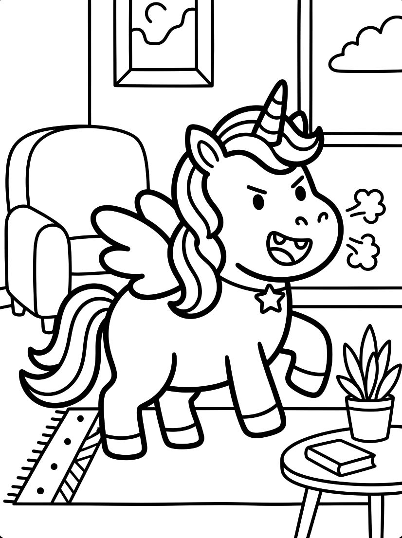 Geflügeltes Einhorn druckbare für Kinder