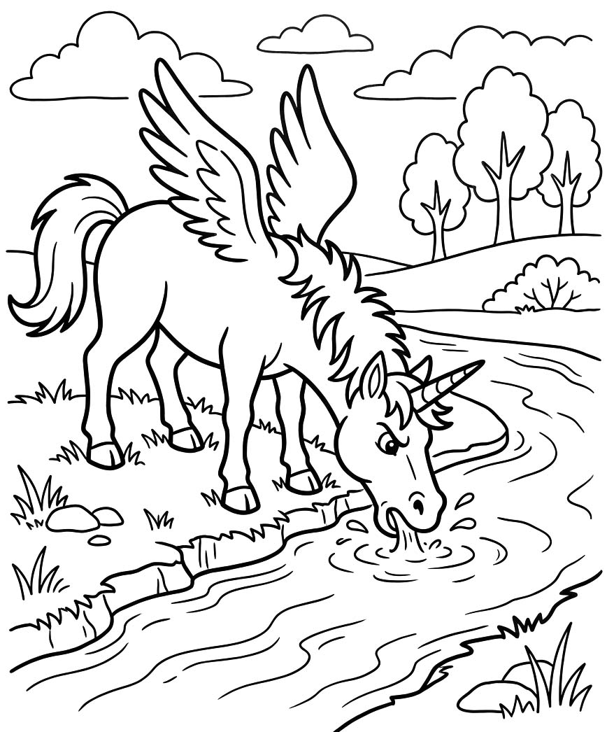 Geflügeltes Einhorn kostenlos basisch