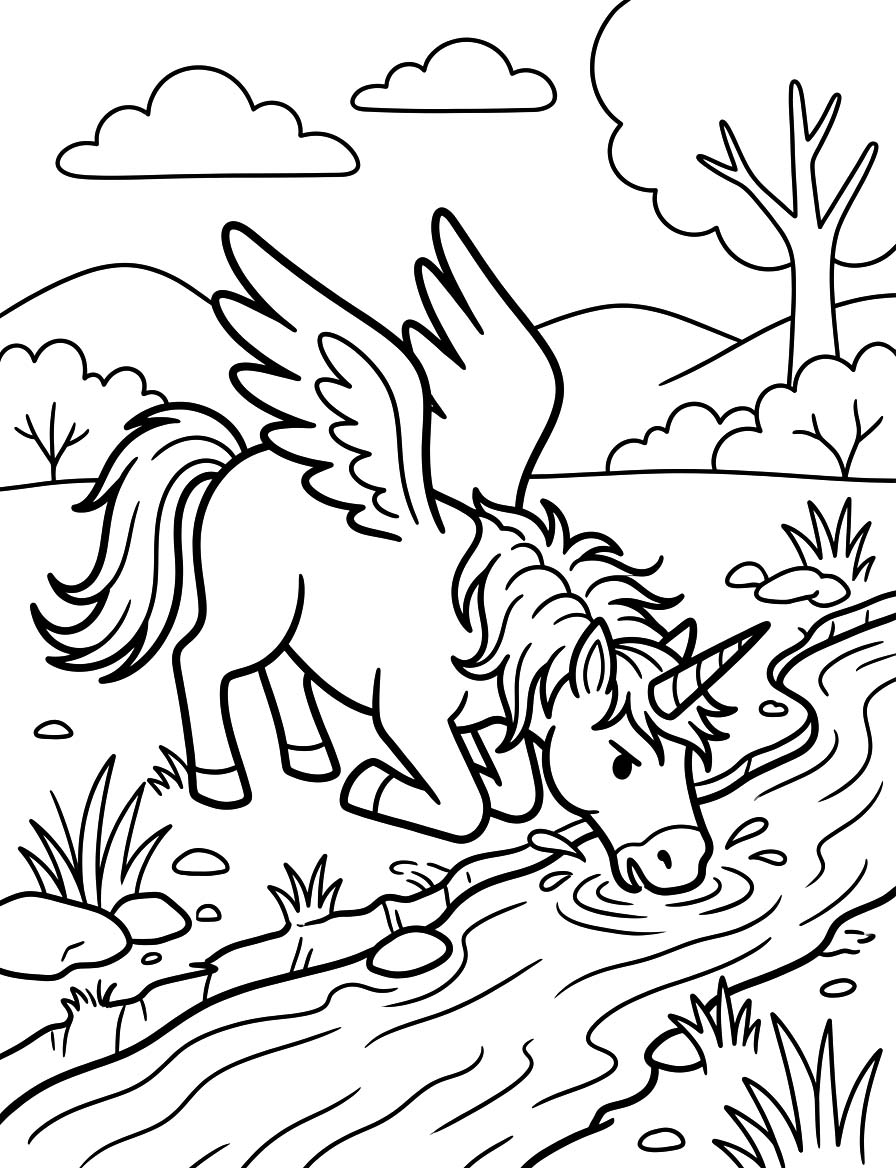 Geflügeltes Einhorn kostenlos druckbare basisch