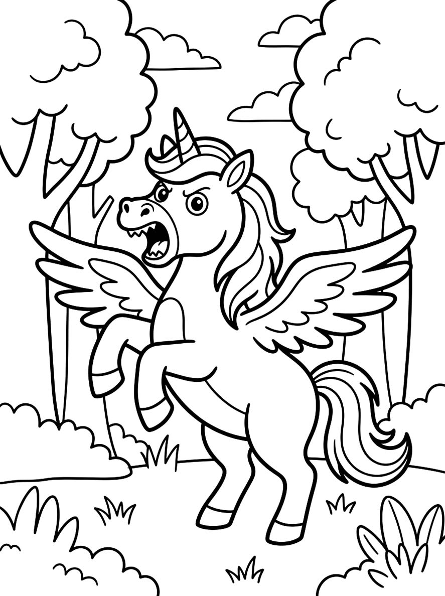 Geflügeltes Einhorn kostenlos druckbare einfach
