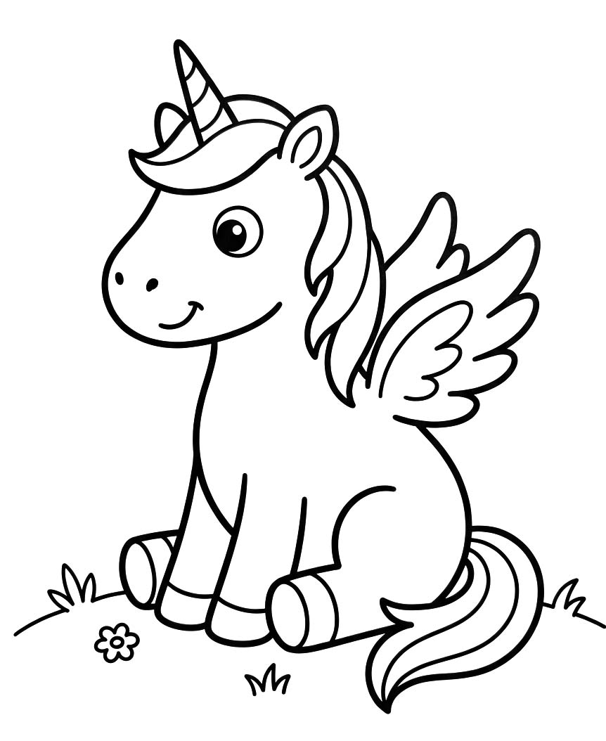 Geflügeltes Einhorn kostenlos schlicht